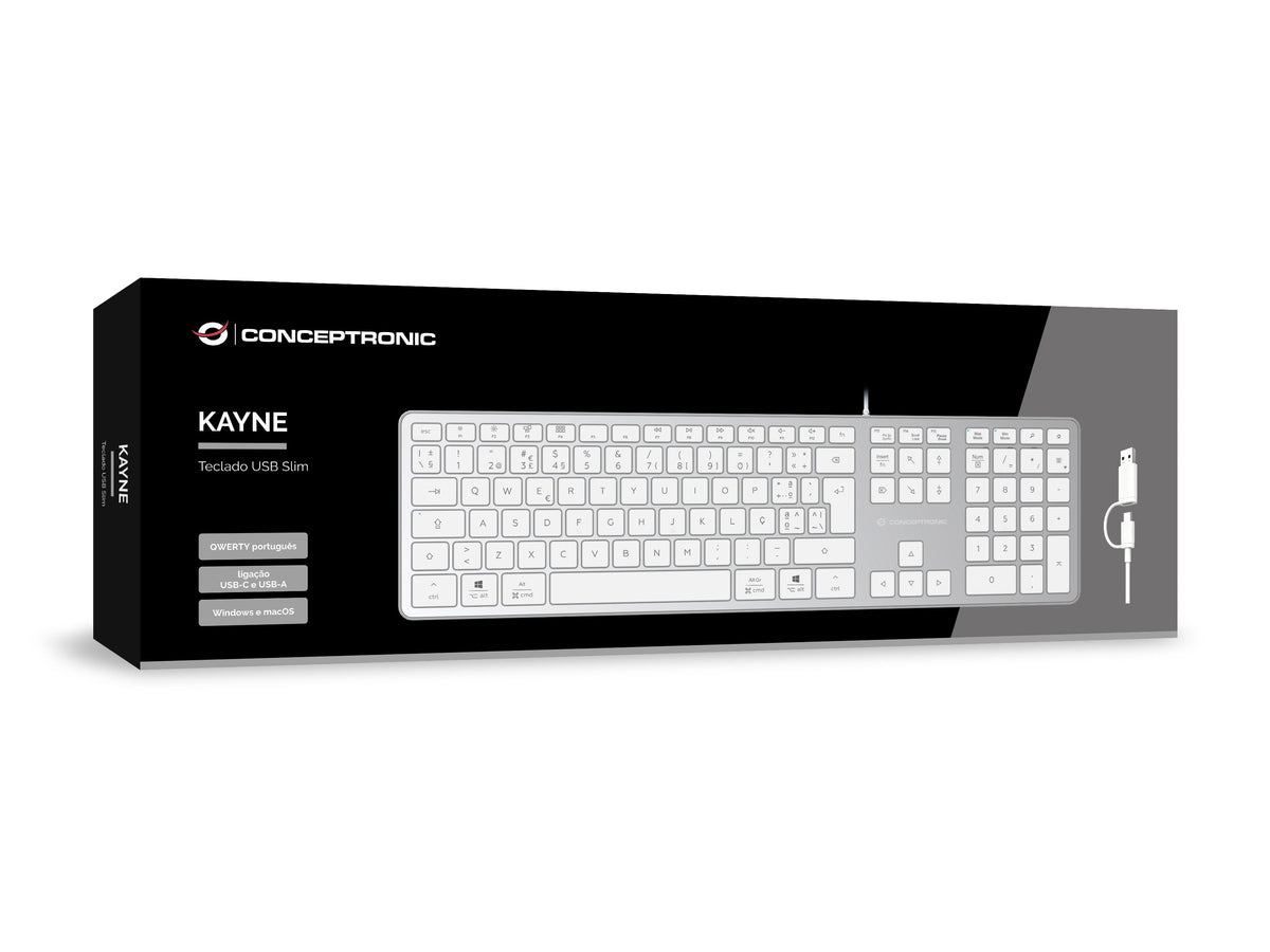 Conceptronic Usb Teclado Slim Usb-A/Usb-C Layout Pt Ws