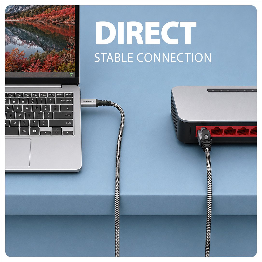 Axagon Ade-Cm30 Usb-C 5gbps - Gigabit Ethernet Adapter With Integrated Cat6 Rj-45 Network Cable (3 M), Asix Ax88179b