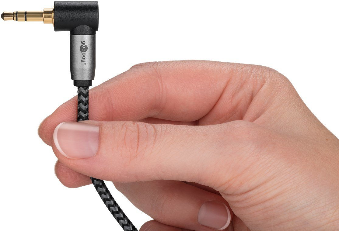 Cable Audio Stereo Minijack 3.5 M/M 5,00m 90º Flexiplus Nylon Goobay