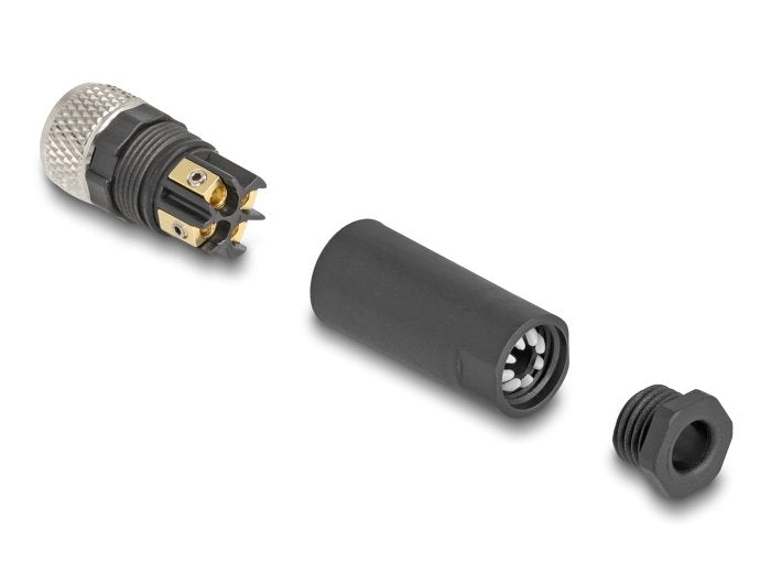 Delock M8 Steckverbinder A-Kodiert 4 Pin Buchse Zur Montage Mit Schraubanschluss