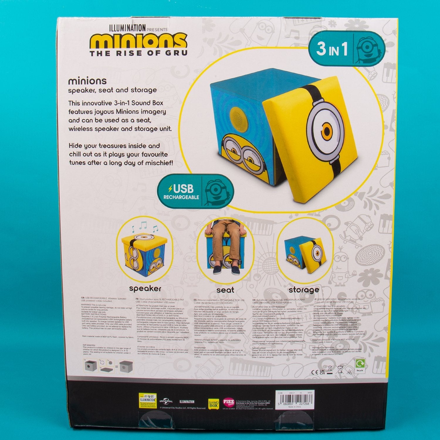 Thumbs Up! Caja De Almacenamiento Fizz Minions Con Altavoz Azul