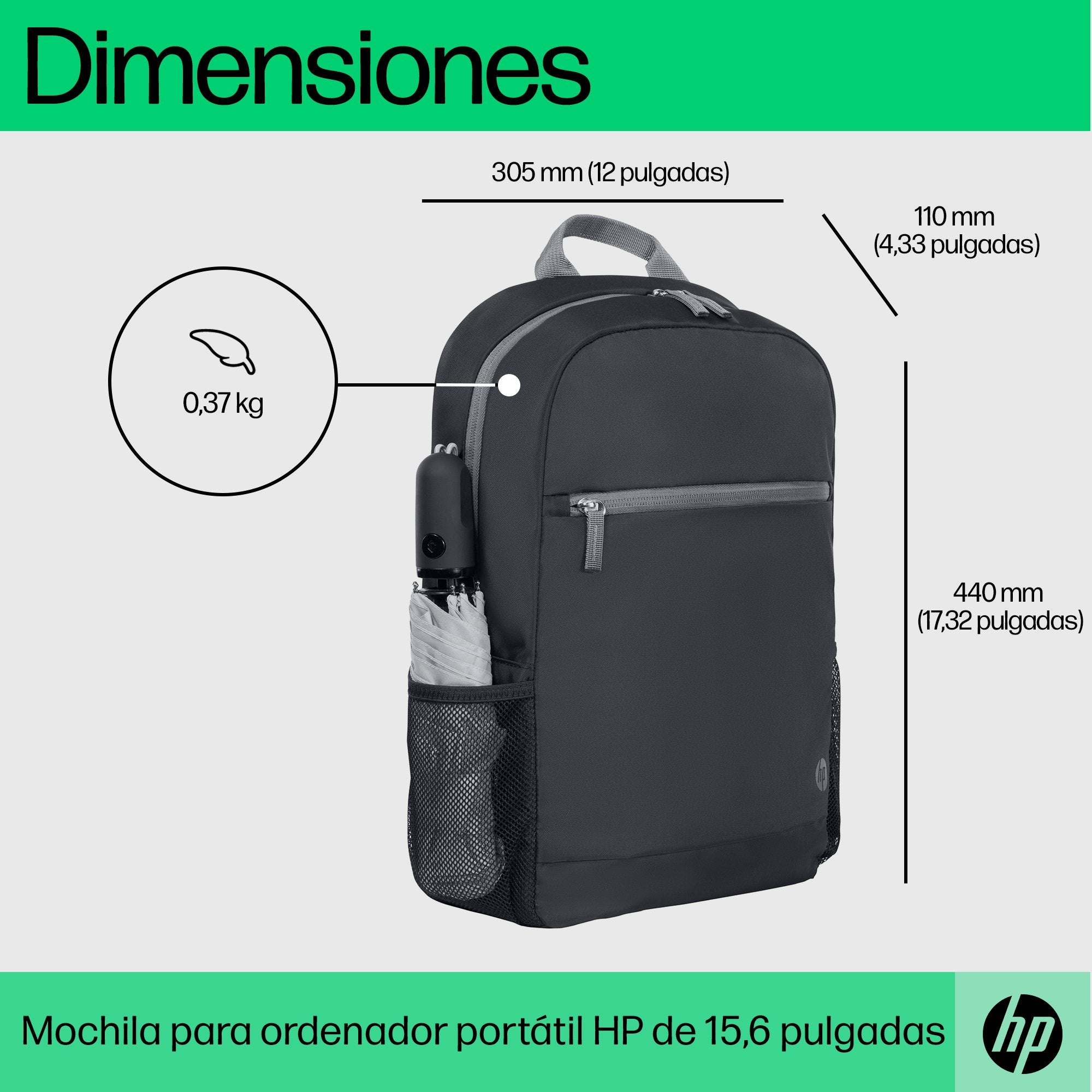 EAN 0198122297177 - HP 15.6 Laptop Backpack 39,6 cm (15.6") Negro, Gris imagen 2