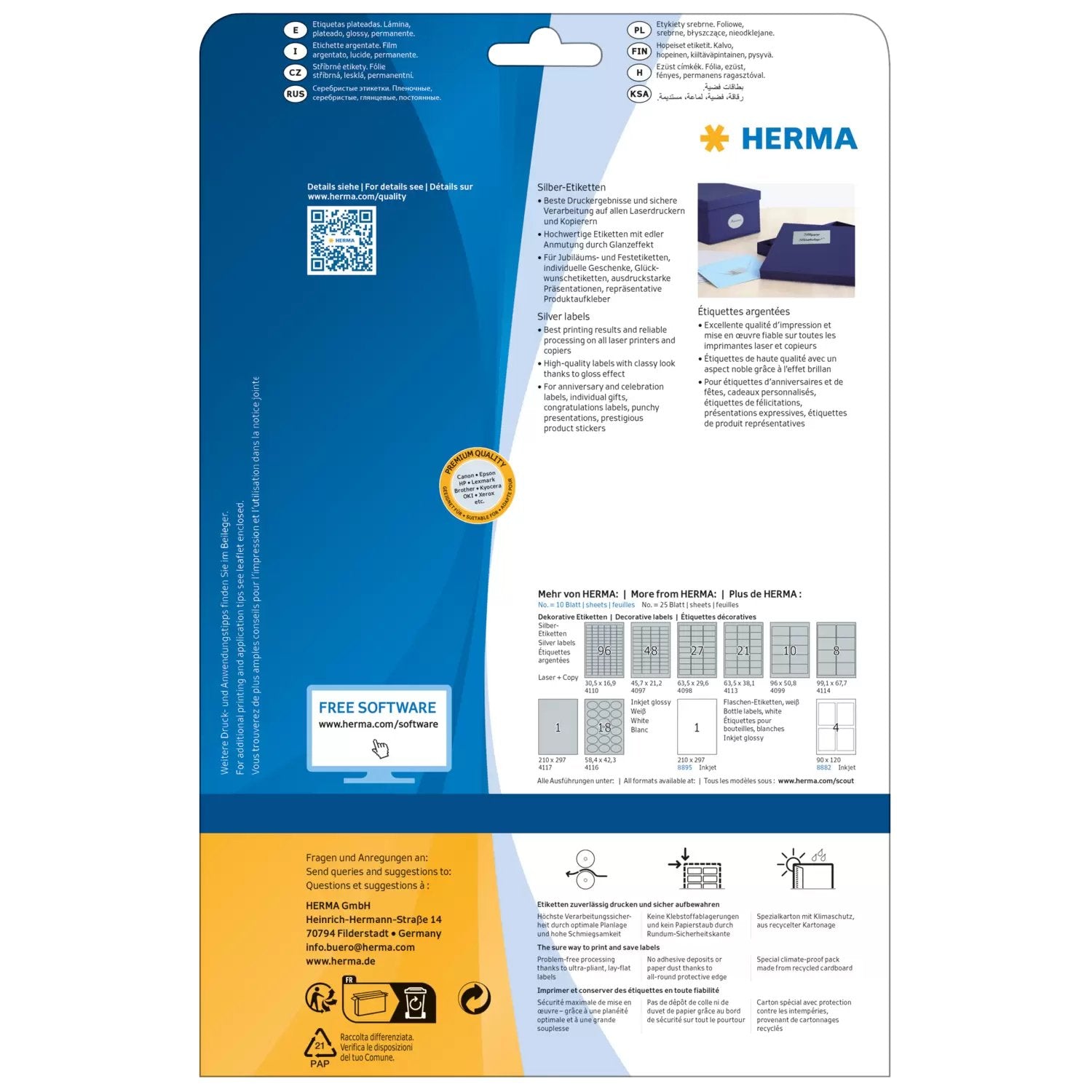 EAN 4008705041140 - HERMA 4114 etiqueta de impresora Plata Etiqueta para impresora autoadhesiva imagen 2