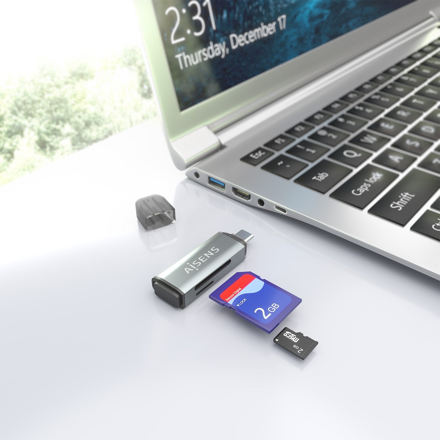 Aisens Lector De Tarjetas Sd, Micro Sd, Mmc, Rs-Mmc, Mmc Micro, Usb-C, Gris