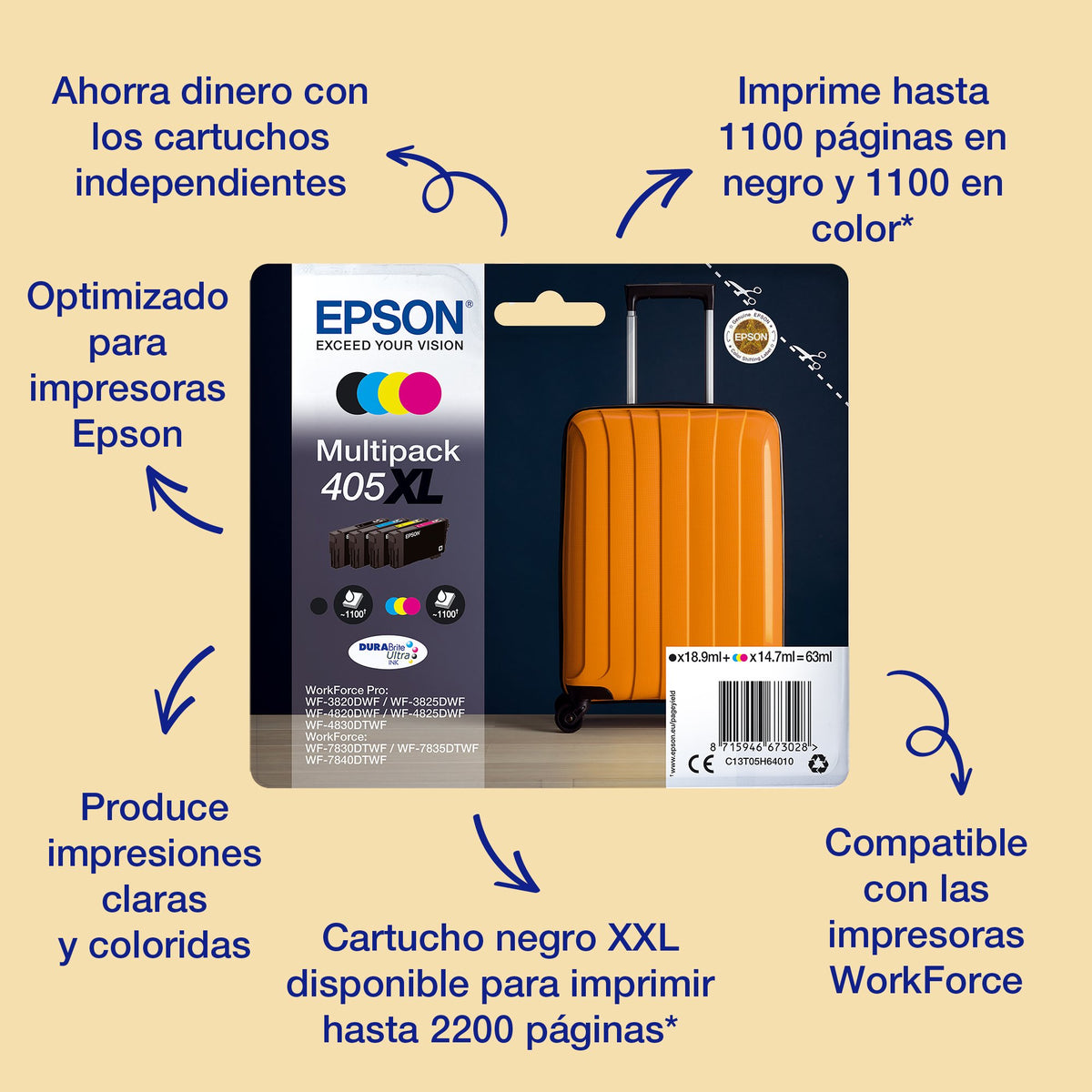 EAN 8715946672359 - Epson 405 DURABrite Ultra Ink cartucho de tinta 1 pieza(s) Original Rendimiento estándar Negro imagen 2