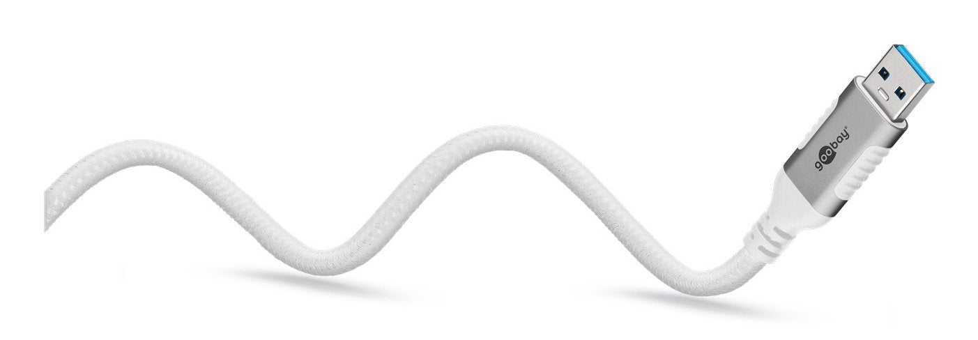 Cable Ethernet Goobay Usb-A 3.2 Gen1 Macho > Rj-45 Macho, Adaptador Lan Blanco, 3 Metros, Cubierta Textil Trenzada 74160