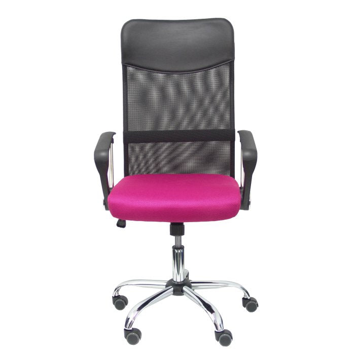 Silla Gontar Respaldo Malla Negro Asiento Rosa