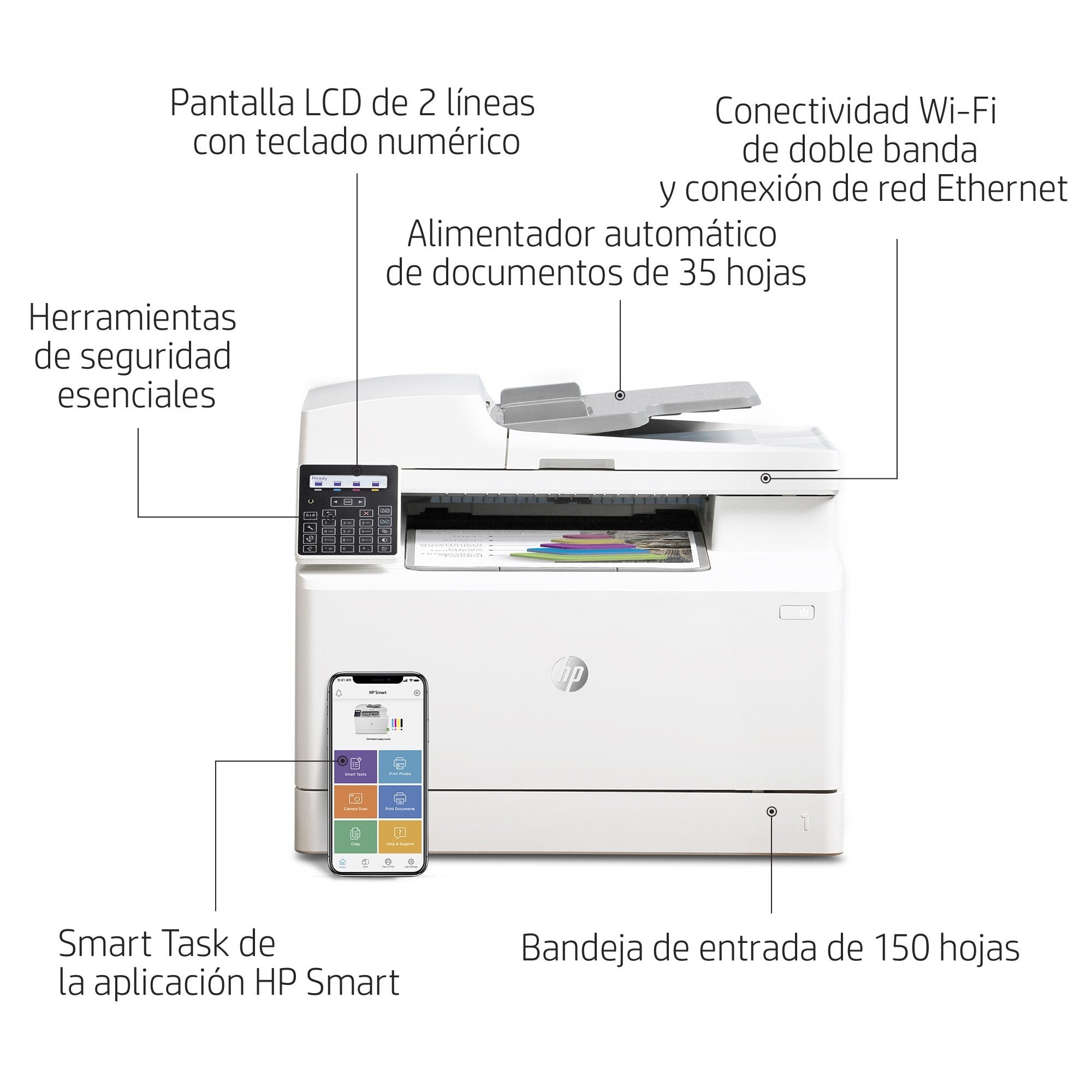 Multifunción Láser Color Hp Láserjet Pro M183fw Wifi Fax Blanca