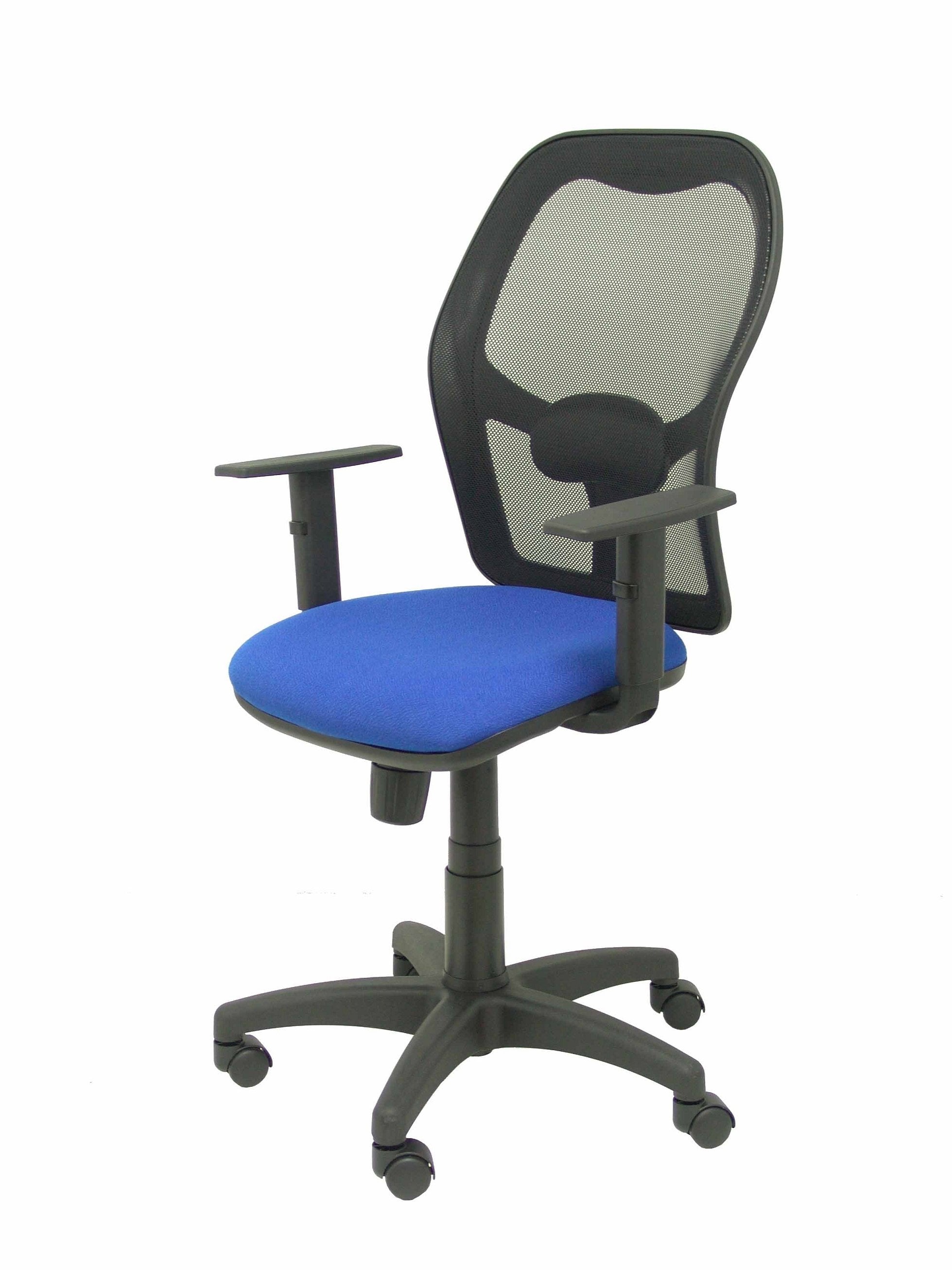 Silla Alocén Malla Negra Asiento Bali Azul Brazos
