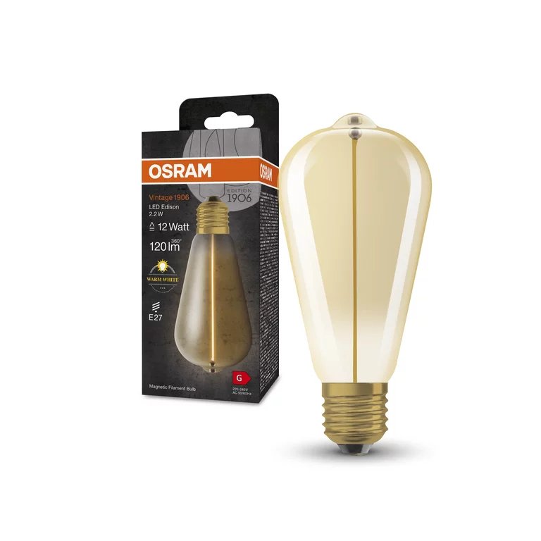 Osram Led Vintage 1906 Edison 12 Filament Magnetic 2.2w 827 Gold E27