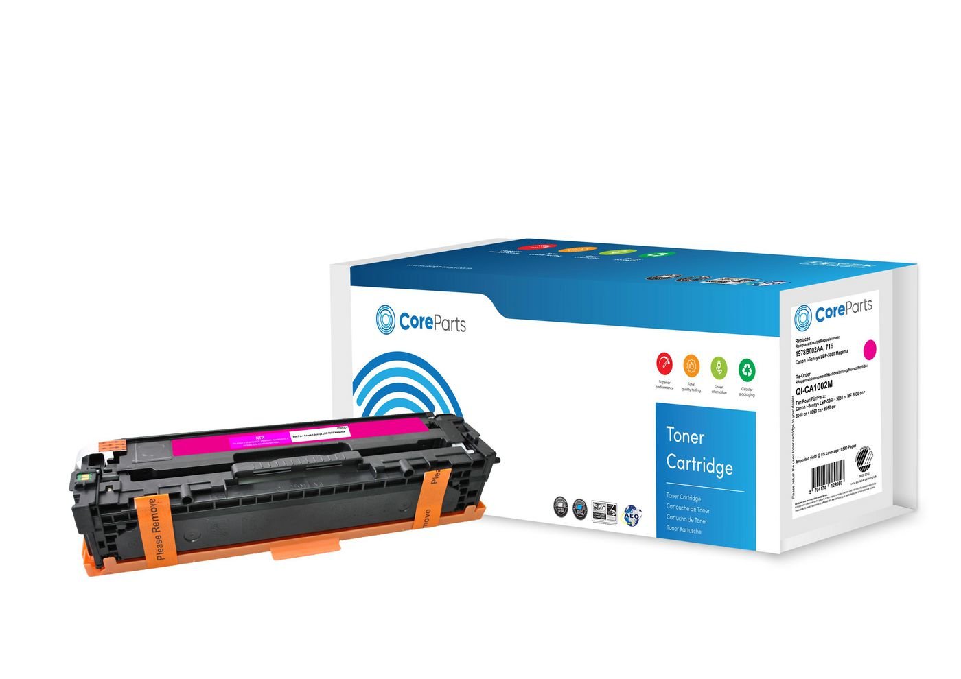 EAN 5704174129950 - CoreParts QI-CA1002M cartucho de tóner 1 pieza(s) Compatible Magenta imagen 1