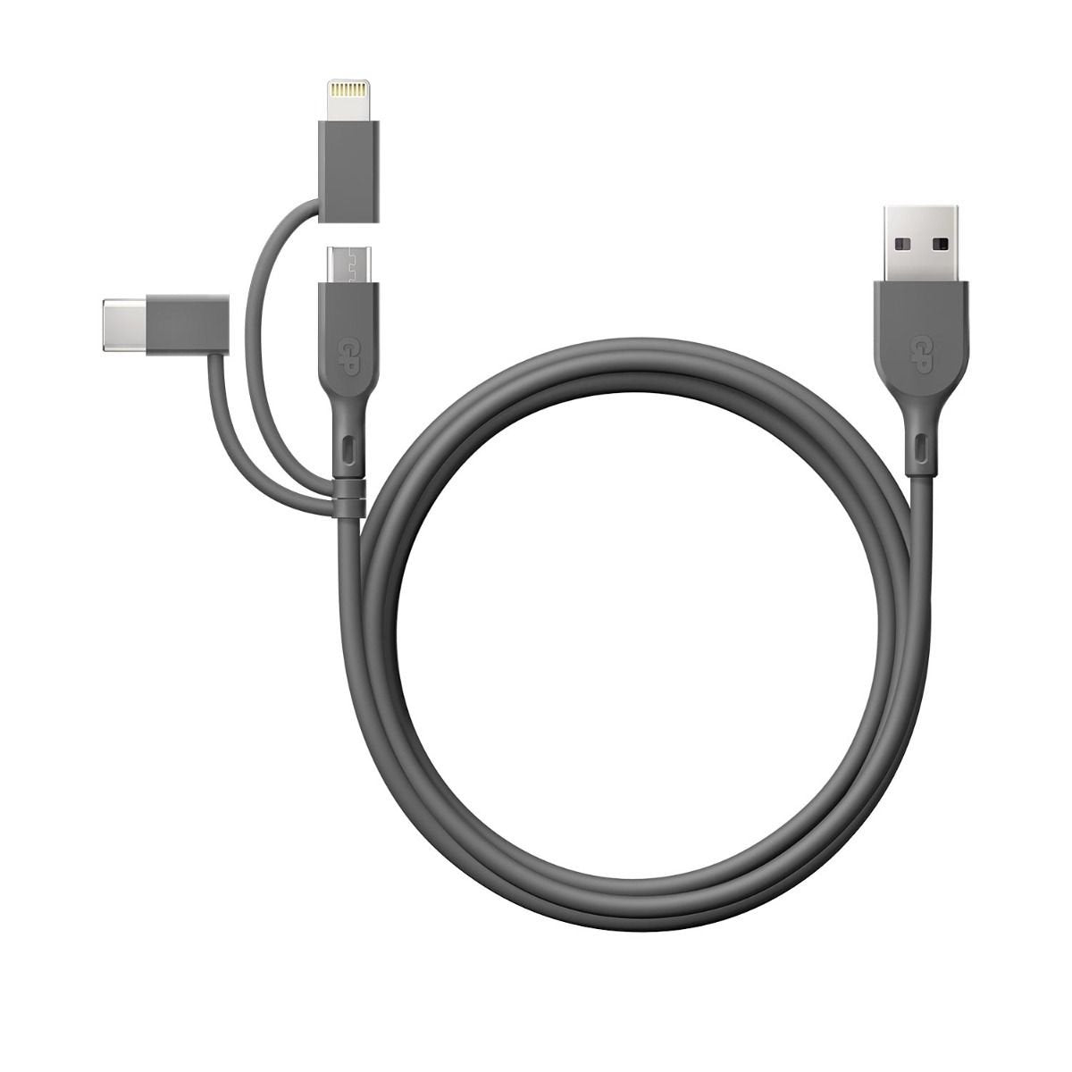 Gp Batteries Cy1n Cable Usb 1 M Usb A Usb C/Micro-Usb B/Lightning Gris