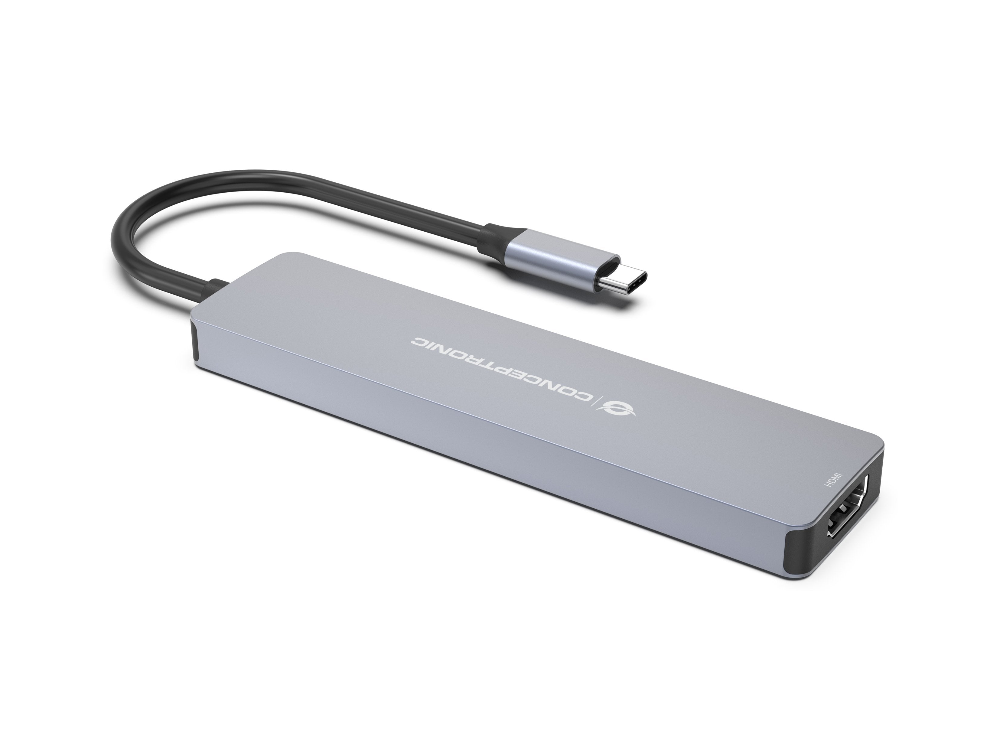 Conceptronic Dock Usb-C->Hdmi,2xusb-C,Sd,Tf,100wpd 25cm Gr