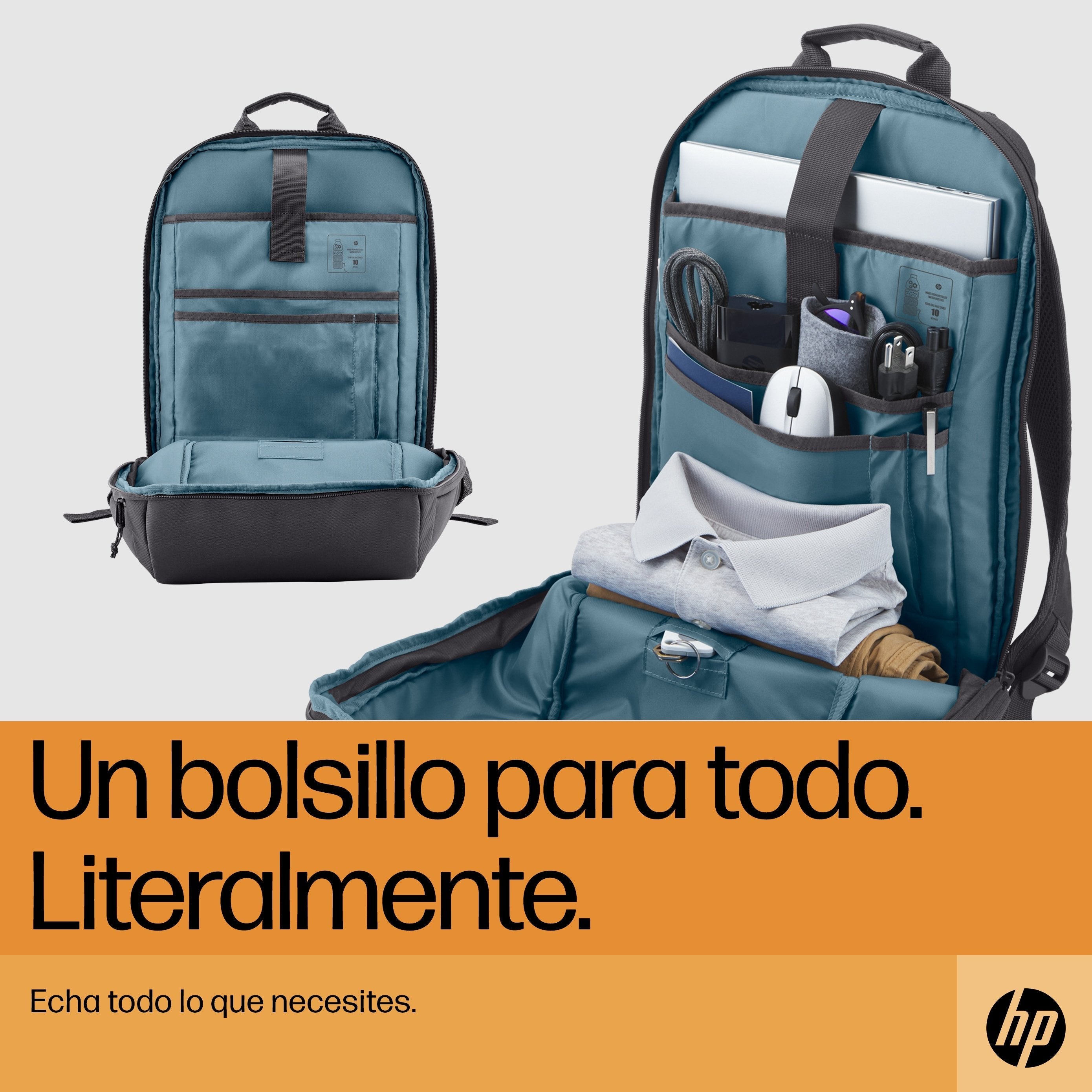 Hp Mochila Para Portátil Travel De 15,6 Pulgadas Y 18 Litros, Color Gris