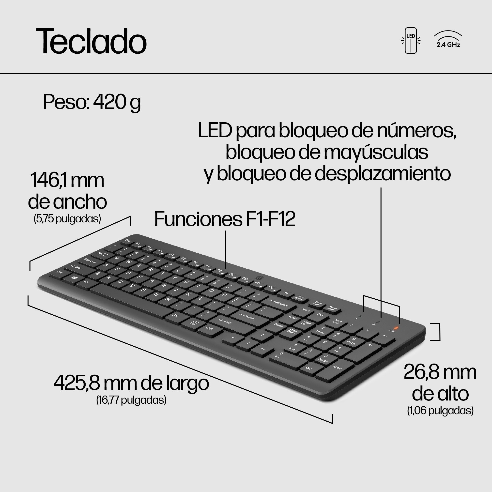 Hp Combinación De Teclado Y Ratón Inalámbricos 330, Juego De Escritorio Negro, Completo (100%), Rf Inalámbrico, Negro, Ratón Incluido