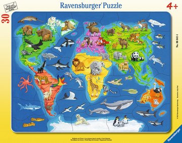 Ravensburger Kinder Puzzle Weltkarte Mit Tieren 6641