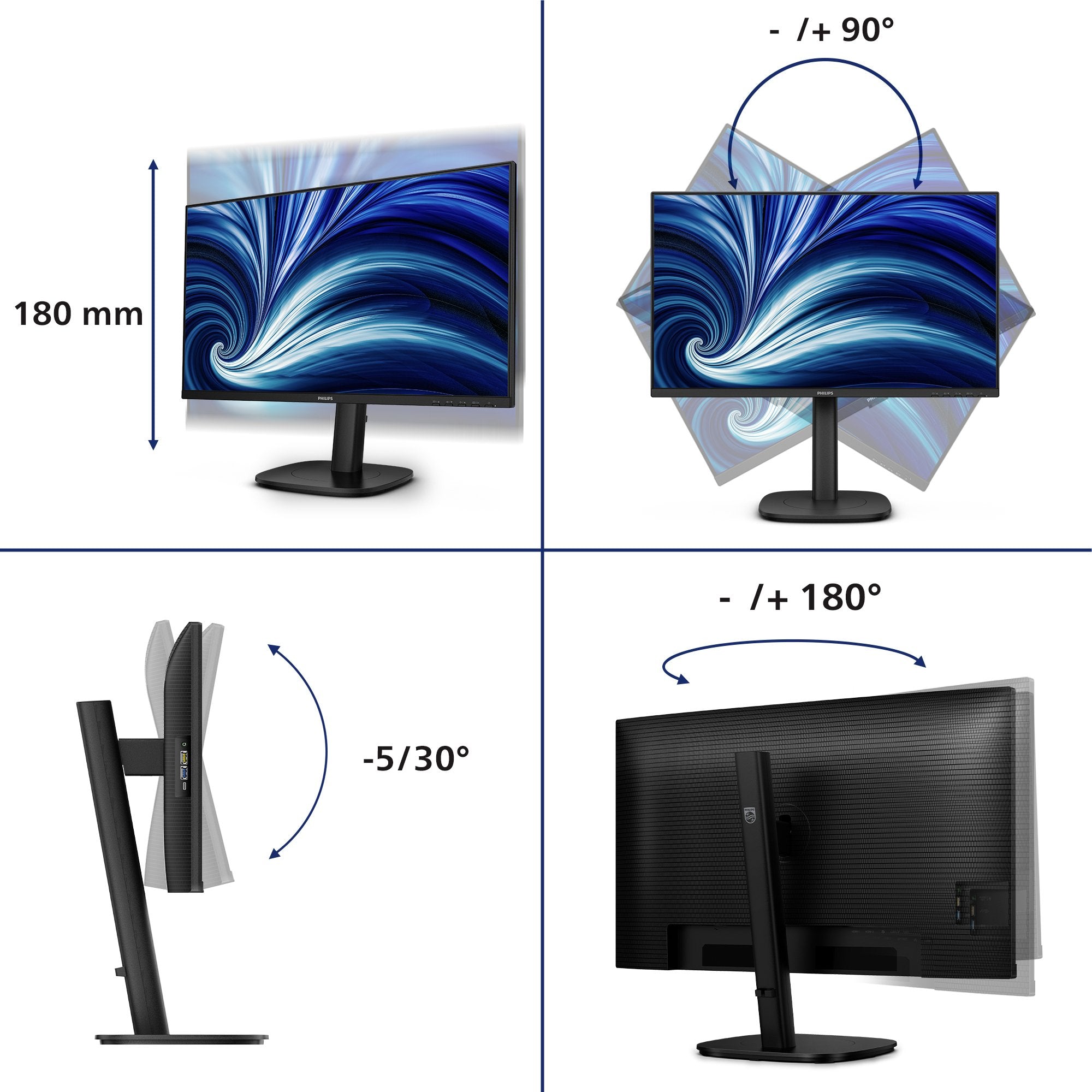 EAN 8721038004434 - Philips 3000 series 24B2U3301D/00 pantalla para PC 61,2 cm (24.1") 1920 x 1200 Pixeles WUXGA LCD Negro imagen 5