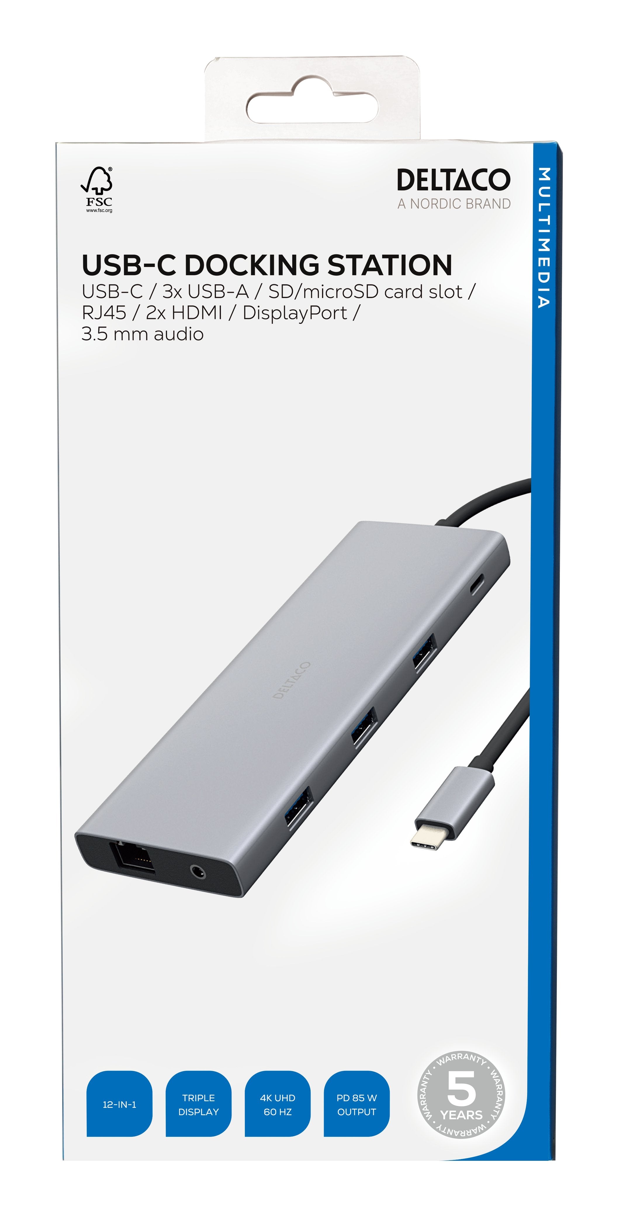 EAN 7333048060624 - Deltaco USBC-HDMI27 base para portátil y replicador de puertos USB Tipo C Plata imagen 6