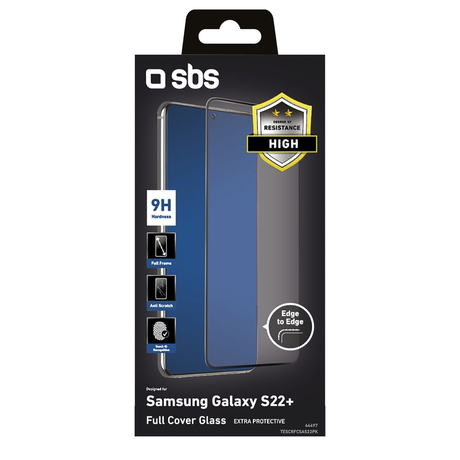 Funda Samsung Galaxy S22sbs Glas Displayschutz Full Cover, Schwarz