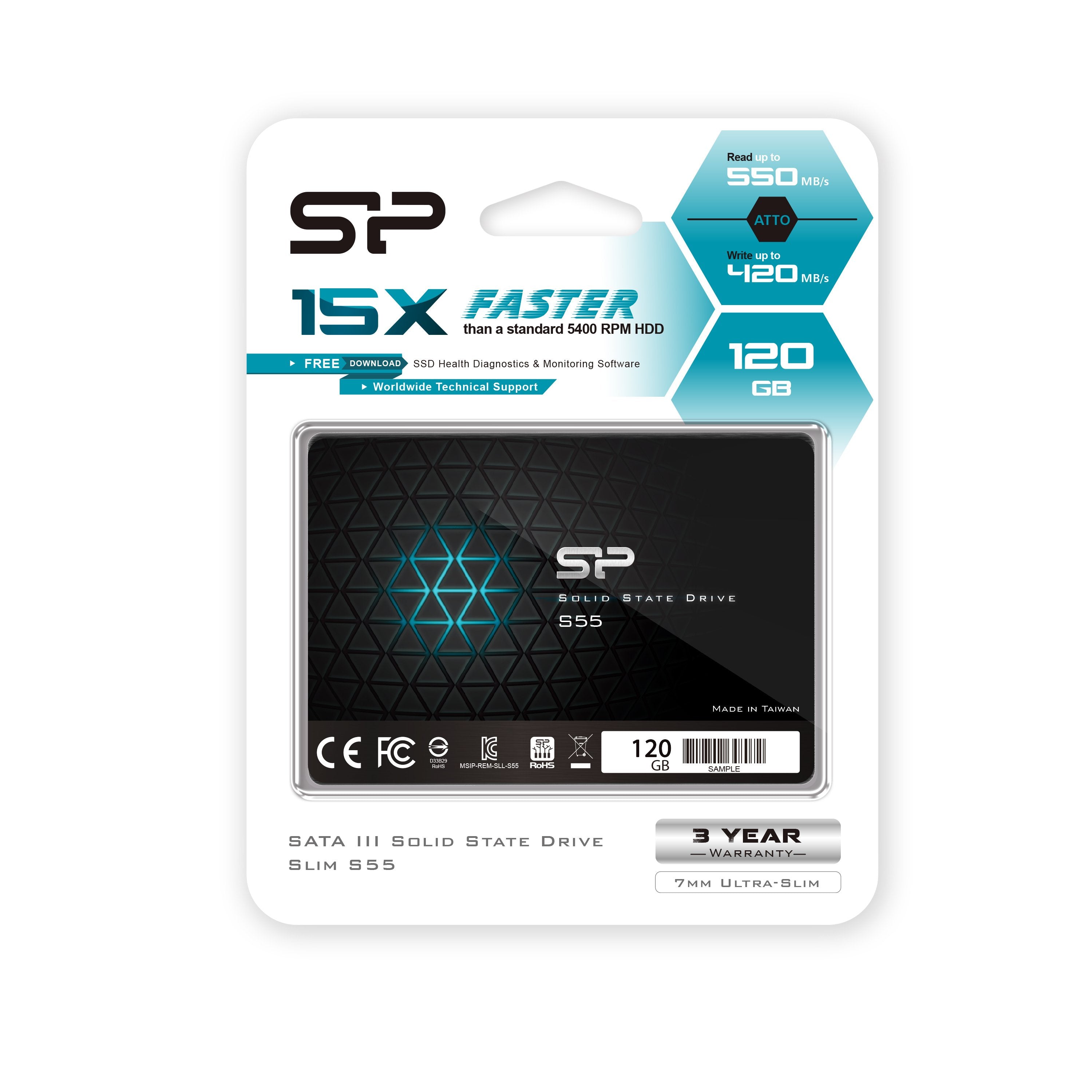 EAN 4712702629149 - Silicon Power Slim S55 120 GB 2.5" Serial ATA III TLC imagen 2