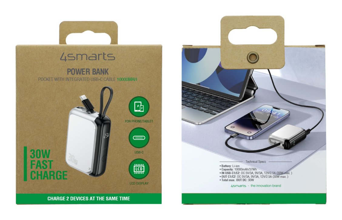 4smarts Powerbank Pocket Plata - 10.000 Mah