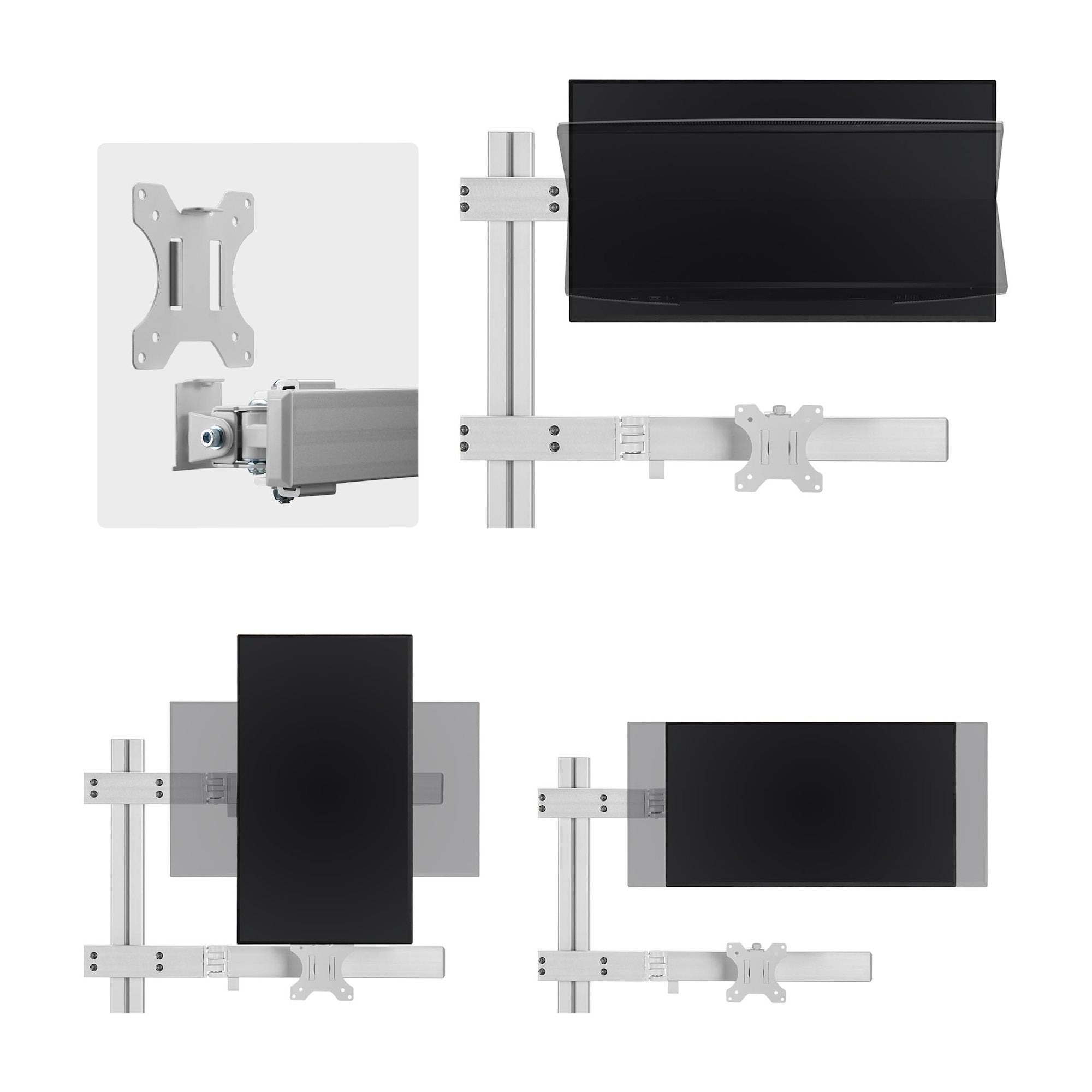 Startech.Com Six-Monitor Desk Mount W Crossbar, Up To 32 In Screens 17.6lb - Befestigungskit - Für 6 Lcd-Displays - Säule, Dual