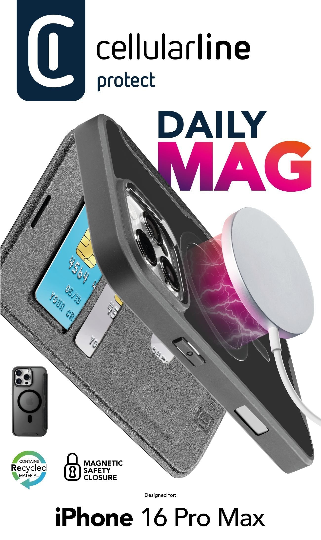 Cellularline Book Case Daily Mag Iphone 16 Pro Max Negro