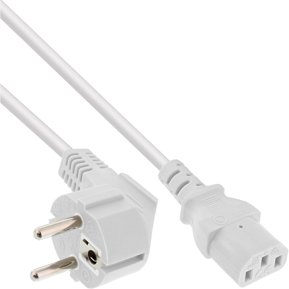 Cable De Alimentación Inline Tipo F A C13 Iec Hembra Blanco 1,8m