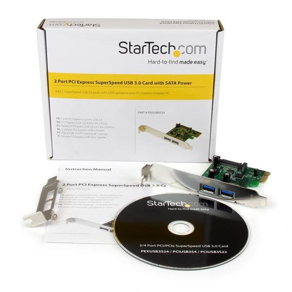 Startech Tarjeta Pci Express 2 Puertos Usb 3.0 Superspeed Uasp Alimentacion Sata Adaptador Interno