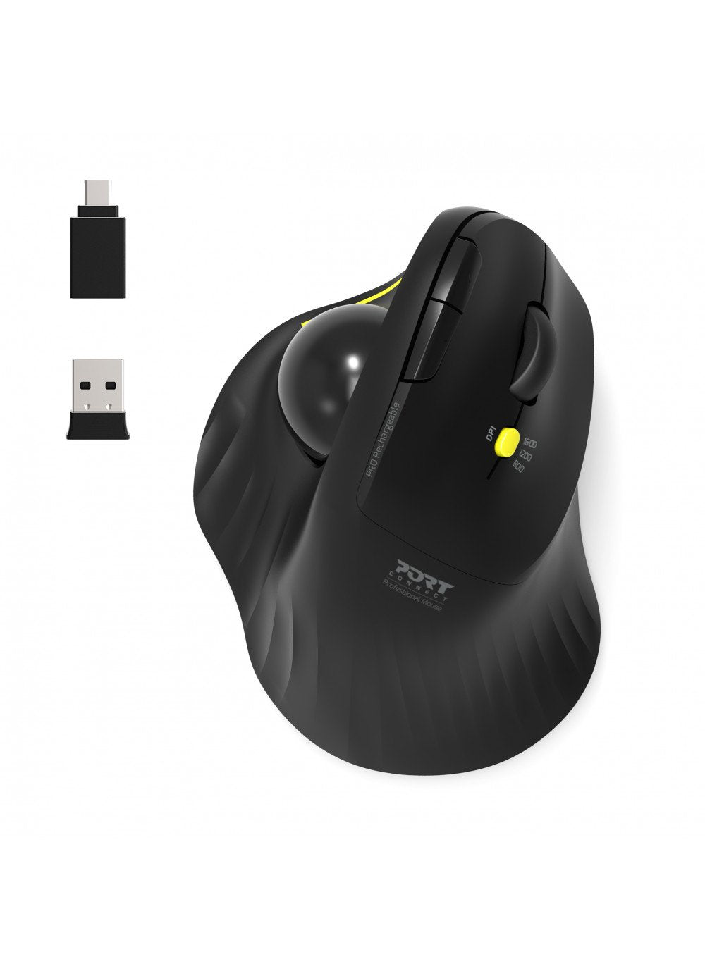 Ratón Mano Derecha Port Designs Ergonomic Rechargeable Bt Trackball