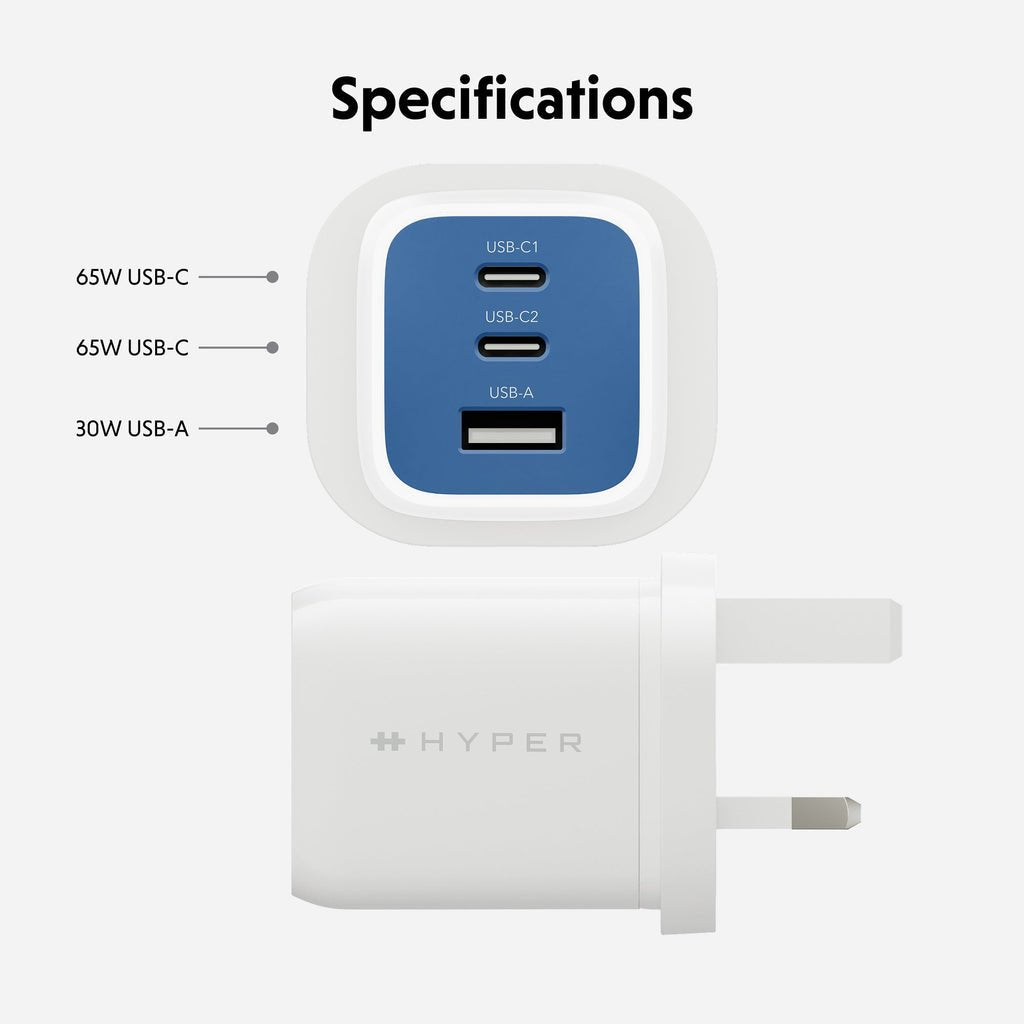 Targus Hyperjuice Flex - Fuente De Alimentación - Gan - 65 Watt - 3 Puntos De Conexión De Salida (2 X Usb-C, Usb)