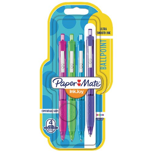 Papermate Inkjoy 300 Rt Azul, Verde, Púrpura, Rojo Bolígrafo De Punta Retráctil Con Pulsador Medio 4 Pieza(S)
