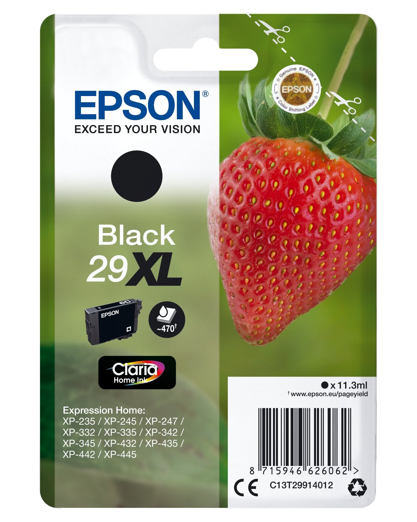 Epson Strawberry Singlepack Black 29xl Claria Home Ink