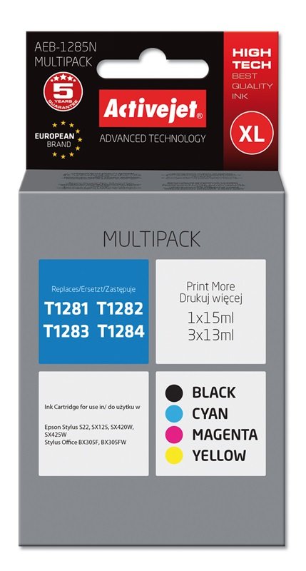 EAN 5901443014393 - Activejet AEB-1285N cartucho de tinta 4 pieza(s) Compatible Alto rendimiento (XL) Negro, Cian, Magenta, A imagen 1