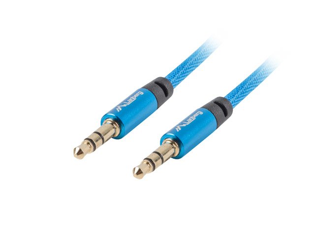 Cable EstãReo Lanberg Ca-Mjmj-10cu-0020-Bl Conectores Jack 3.5mm Macho/Macho Chapados En Oro Cable Tejido Trenzado 2 Metros Azul