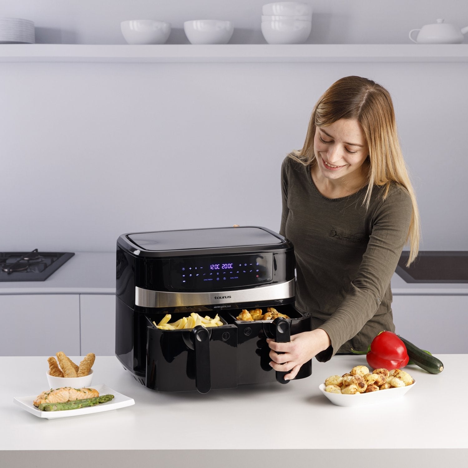 Freidora De Aire Taurus 973980000 Air Fry Digital Duo 9l 2600w Negro