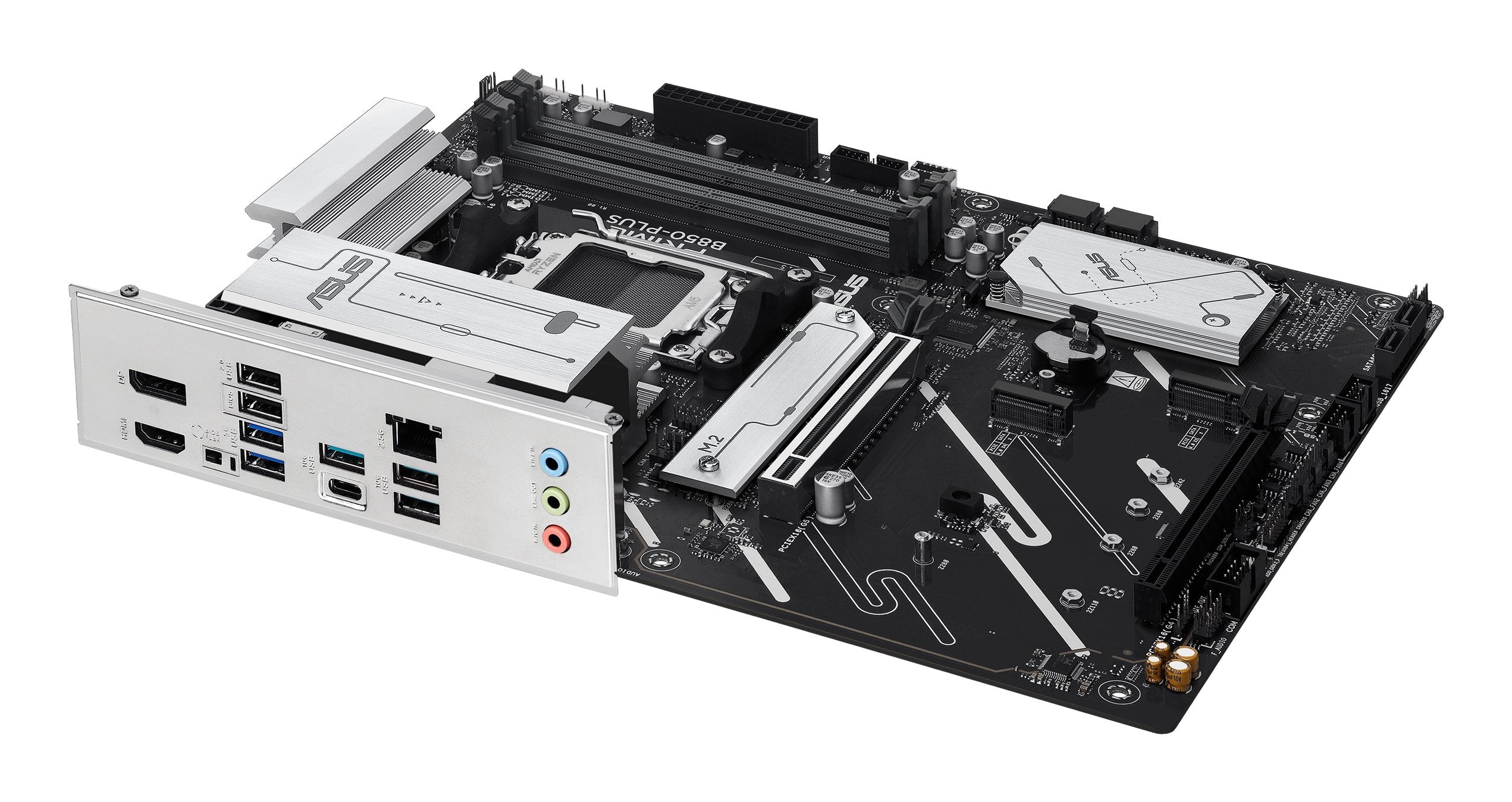Mainboard Asus Amd B850 Sam5 Atx Memory Ddr5 Memory Slots 4 1xpci-Express 4.0 16x 1xpci-Express 5.0 16x 3xm.2 1xhdmi 1xdisplayport 2xusb 2.0 5xusb 3.2 1xusb-C 1xrj45 3xaudio Port Primeb850-Plus
