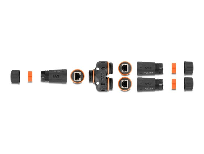 Delock 88143 Conector De Cable Y-Adapter Rj45 Hembra A 2 X Rj45 Hembra Cat.6 Ip68 Resistente Al Polvo Al Agua Y Al Aire Libre