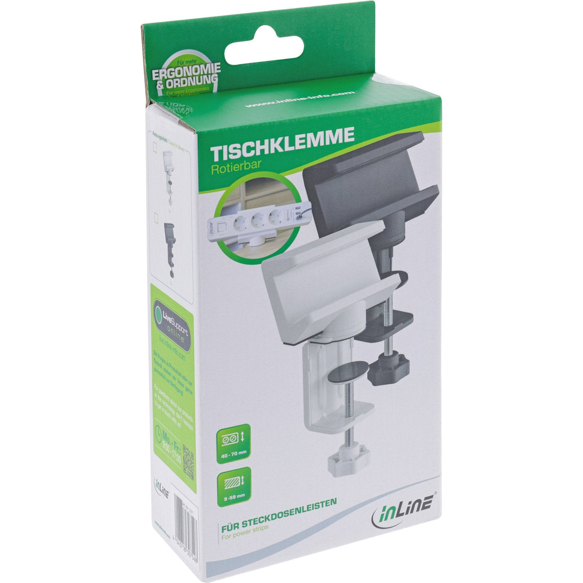 Abrazadera De Mesa Inline Para Regleta De Enchufes, Giratoria, Abrazadera De Tornillo, Negra