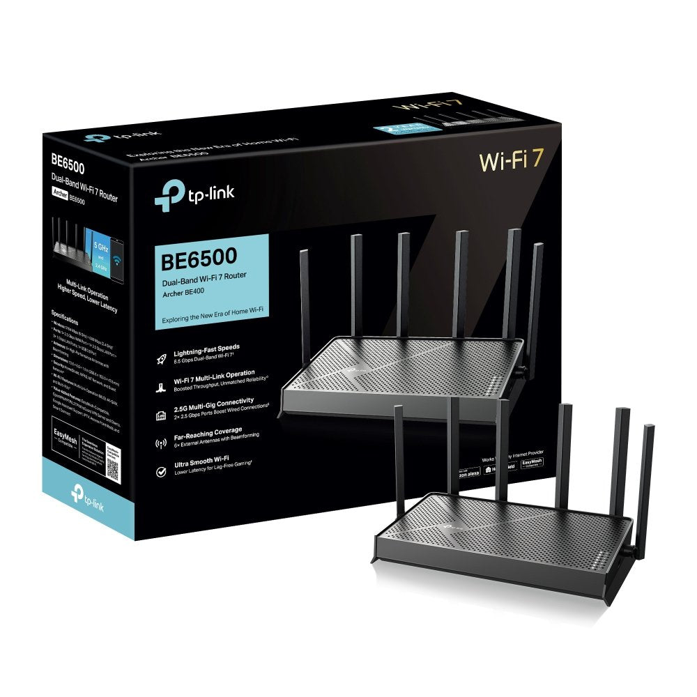 EAN 8885020624113 - TP-Link Archer BE400 router inalámbrico 2.5 Gigabit Ethernet Doble banda (2,4 GHz / 5 GHz) Negro imagen 4