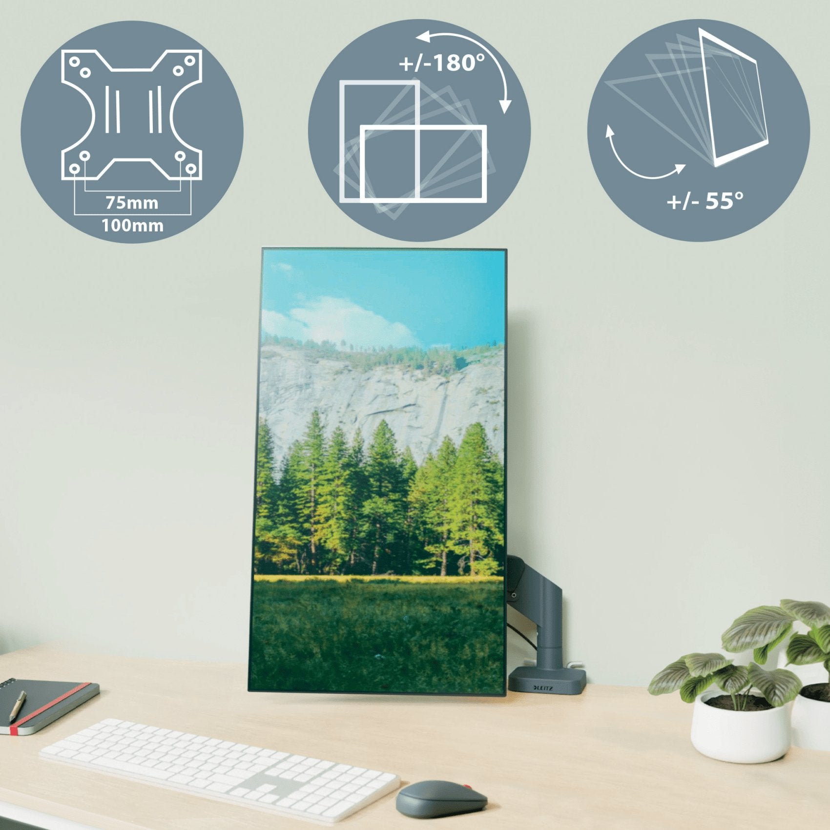 EAN 4002432134700 - Leitz 65380089 soporte para monitor 81,3 cm (32") Escritorio Gris Oscuro imagen 4