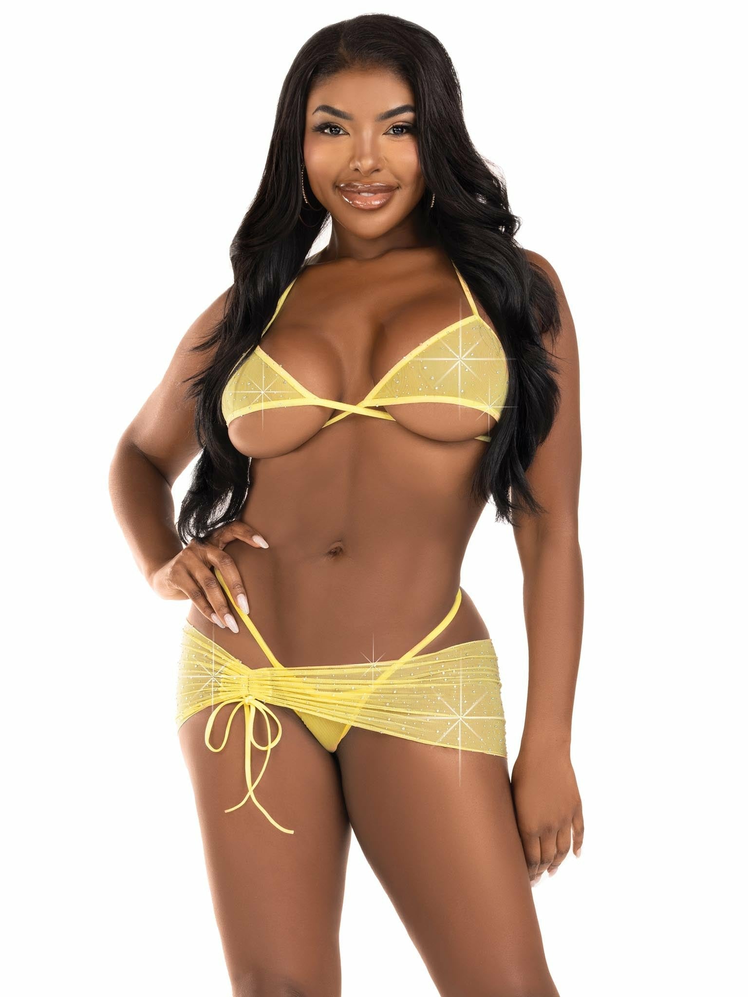 Leg Avenue - Set Tres Piezas Diamantes Amarillo S/M