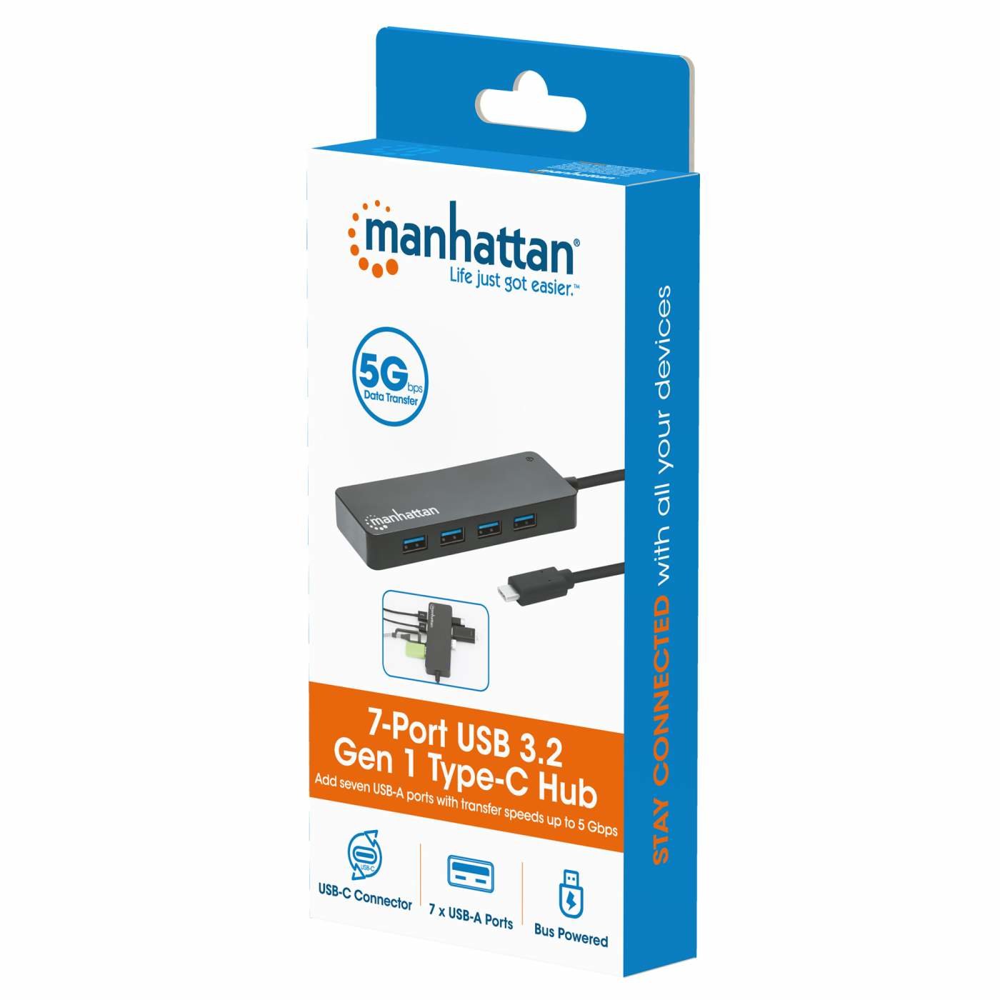EAN 0766623168410 - Manhattan 168410 hub de interfaz USB Tipo C 5000 Mbit/s Negro imagen 7