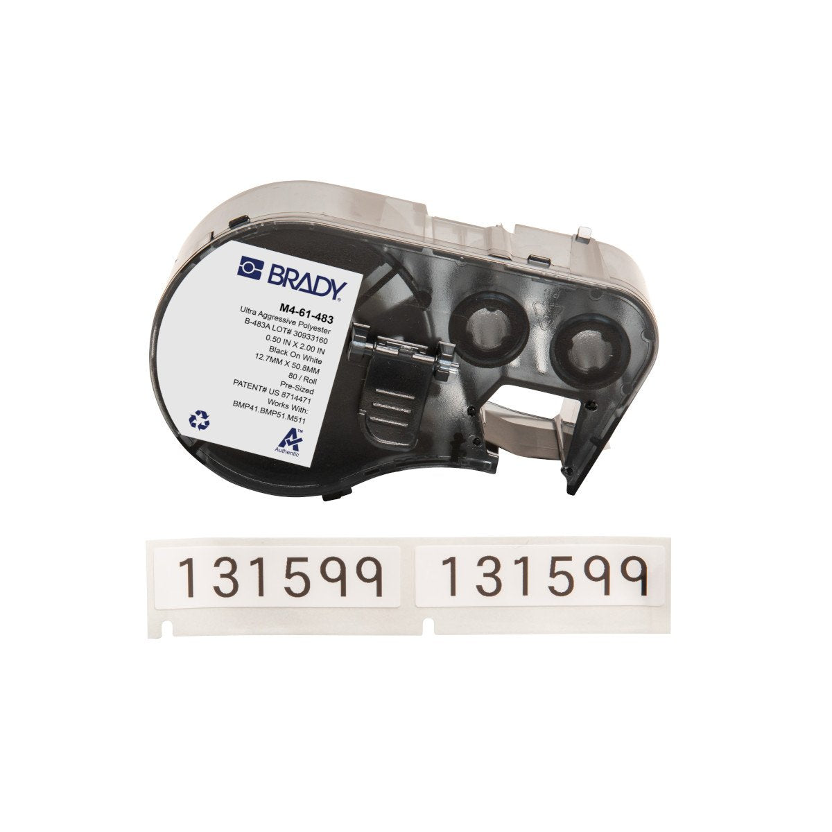 EAN 0888434591987 - Brady M4-61-483 etiqueta de impresora Negro, Blanco Etiqueta para impresora autoadhesiva imagen 1