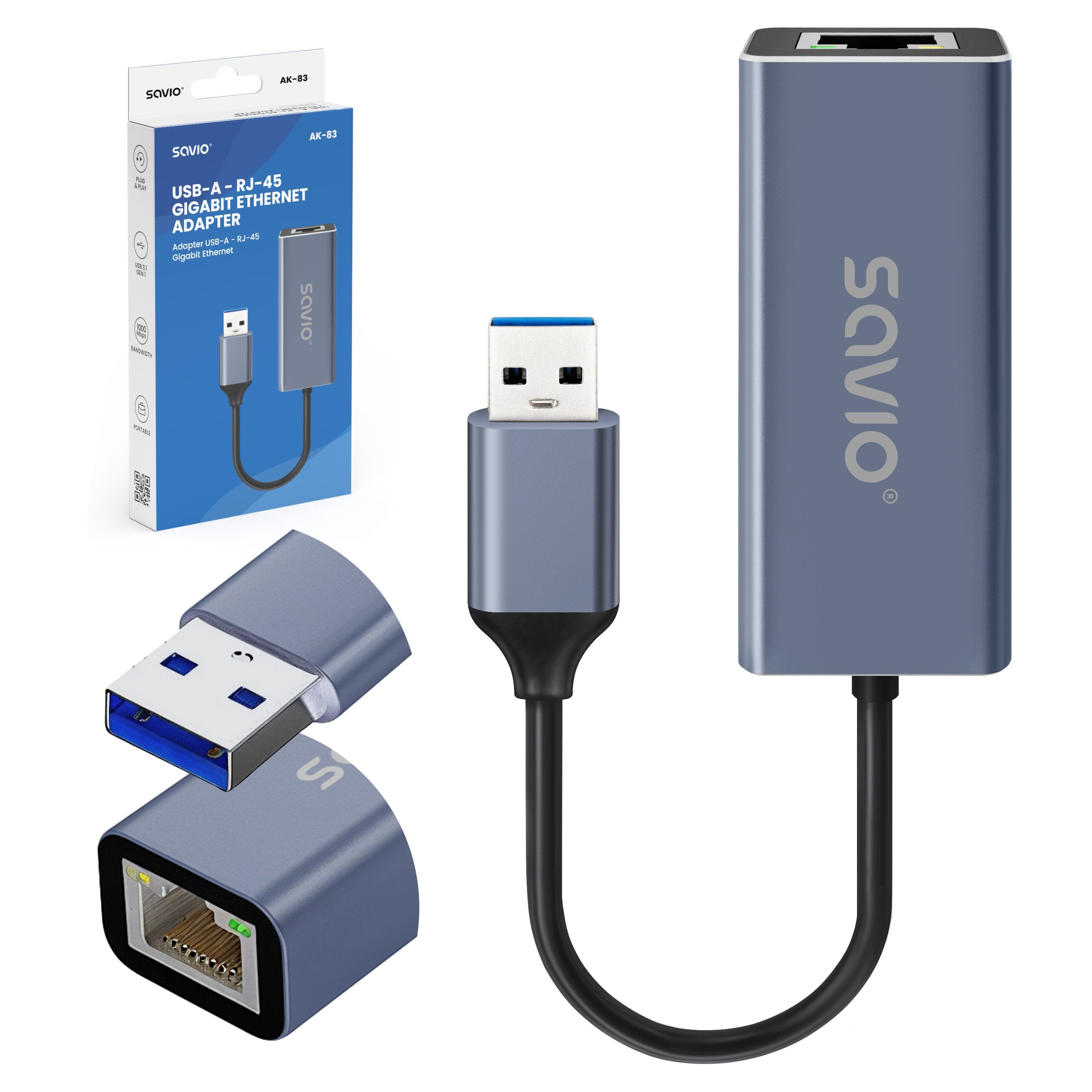EAN 5901986049807 - Savio AK-83 tarjeta y adaptador de interfaz RJ-45 imagen 2