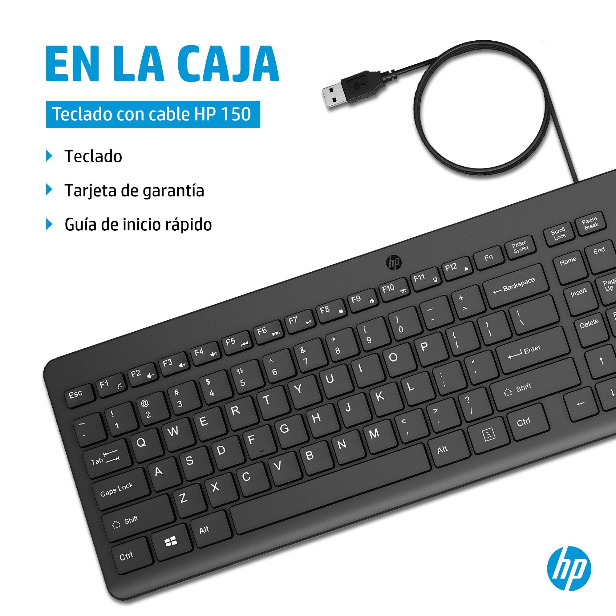 EAN 196548244140 - HP 150 USB-A Wired Keyboard teclado Universal Negro imagen 5