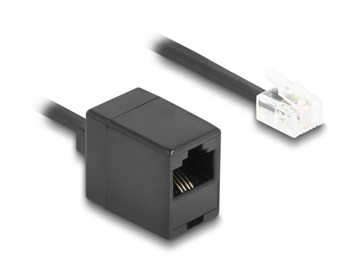 Delock Telefoncable Spiralcable Rj11 Stecker Zu Rj45 Buchse Schwarz 5 M