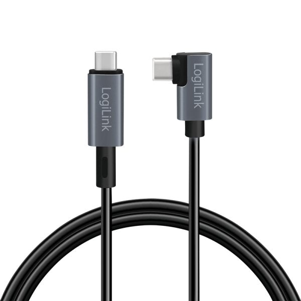 Cable De 1,00m Usb-Pd 2.0 0,48 Gbit/S Pd100w Usb-C Macho 90º A Usb-C Macho Negro E-Mark Carga Y Datos