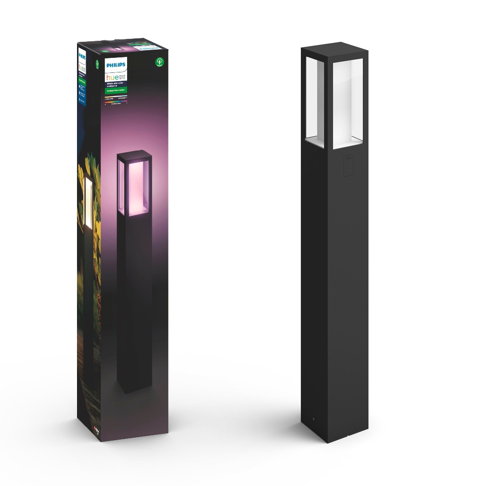 Poste Para Exteriores Philips Impress, Blanco Y Ambiente De Color, Led Integrado De 8 W, Antracita