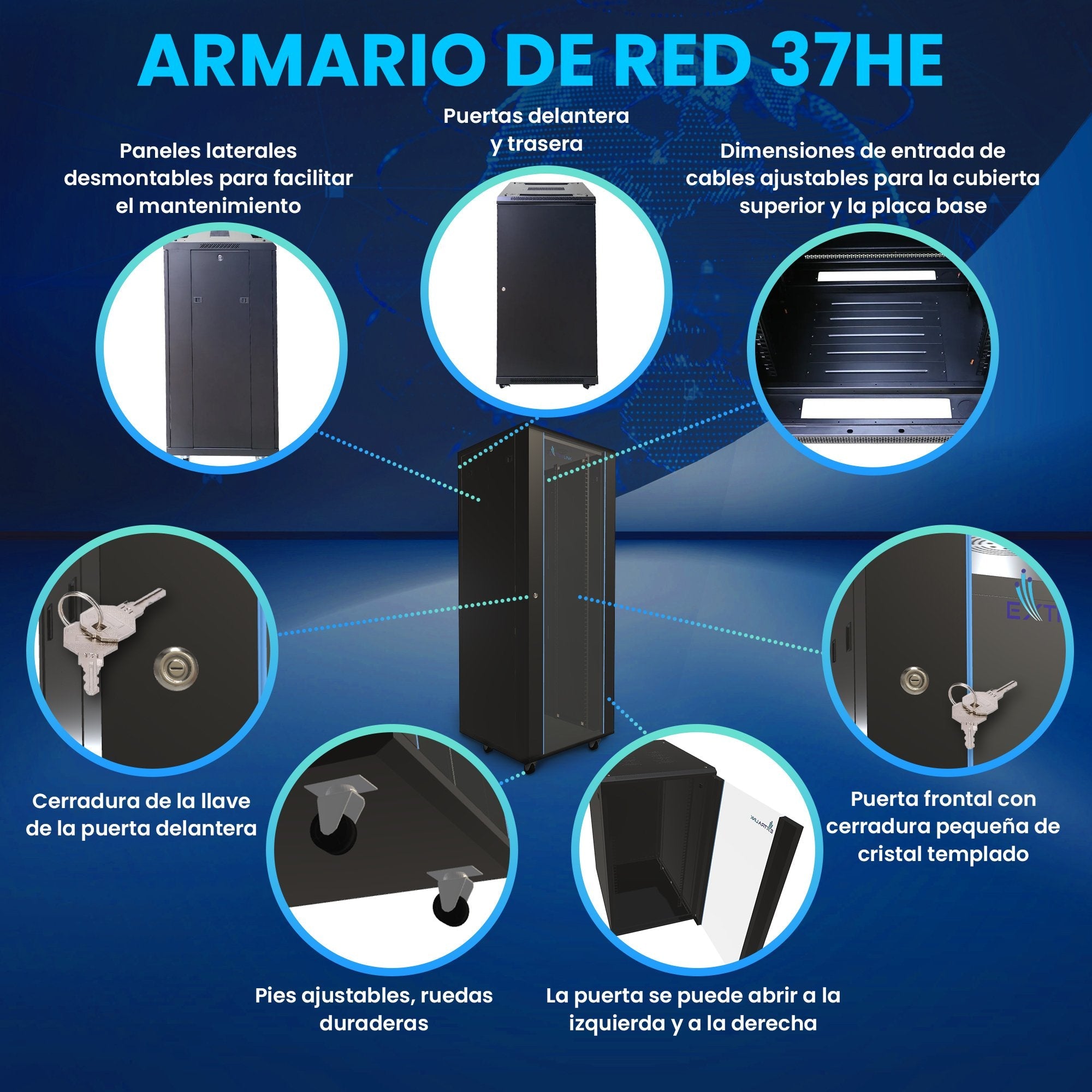 Armario Rack De Pie Extralink 37u 600x800 Negro